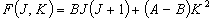 F\left( {J,K} \right) = BJ\left( {J + 1} \right) + \left(
   {A - B} \right)K^2 